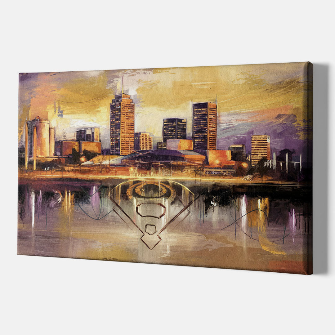 Baltimore Skyline With Orioles Theme - Canvas Wall Art Indoor