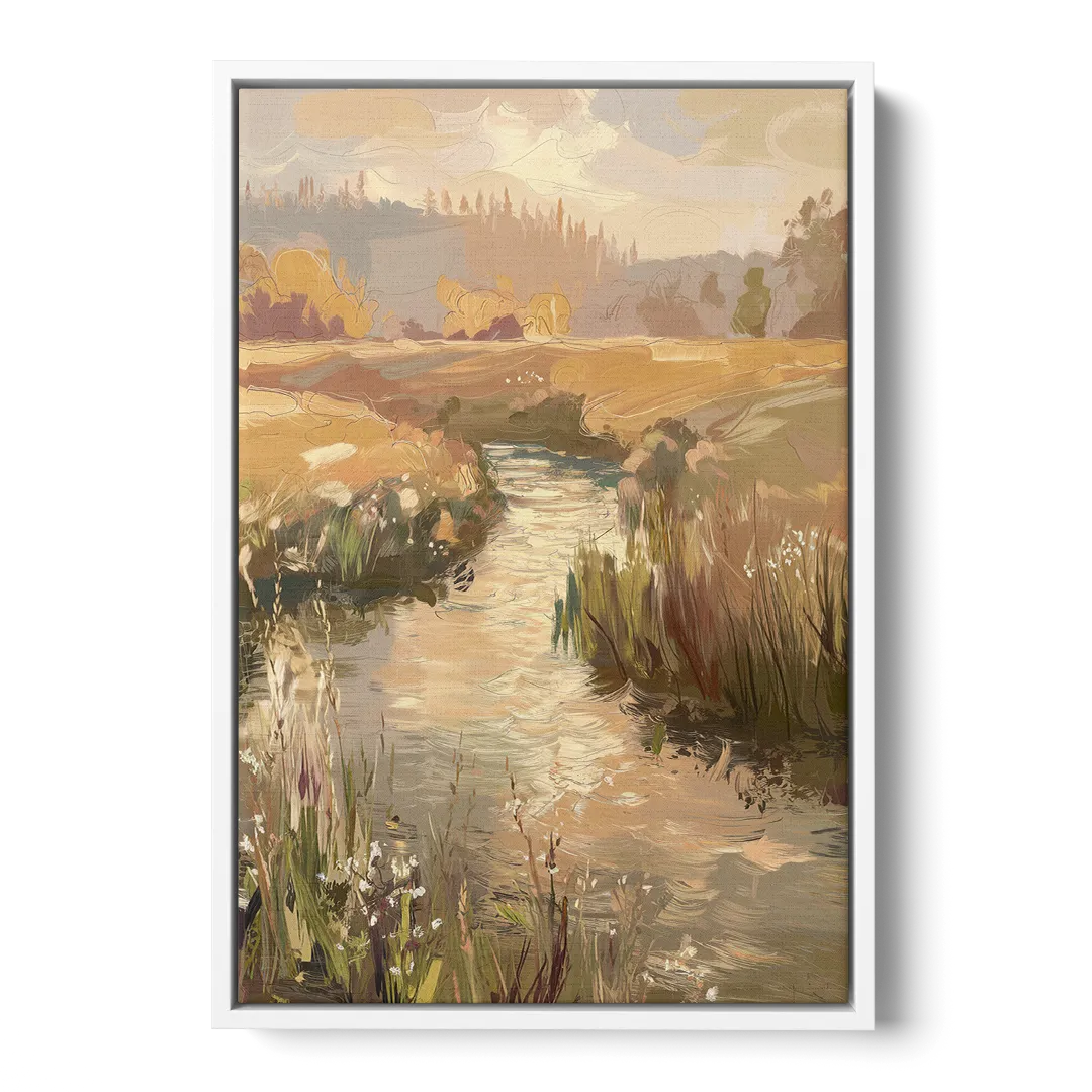 Springfield Scenic River View - White Frame Canvas