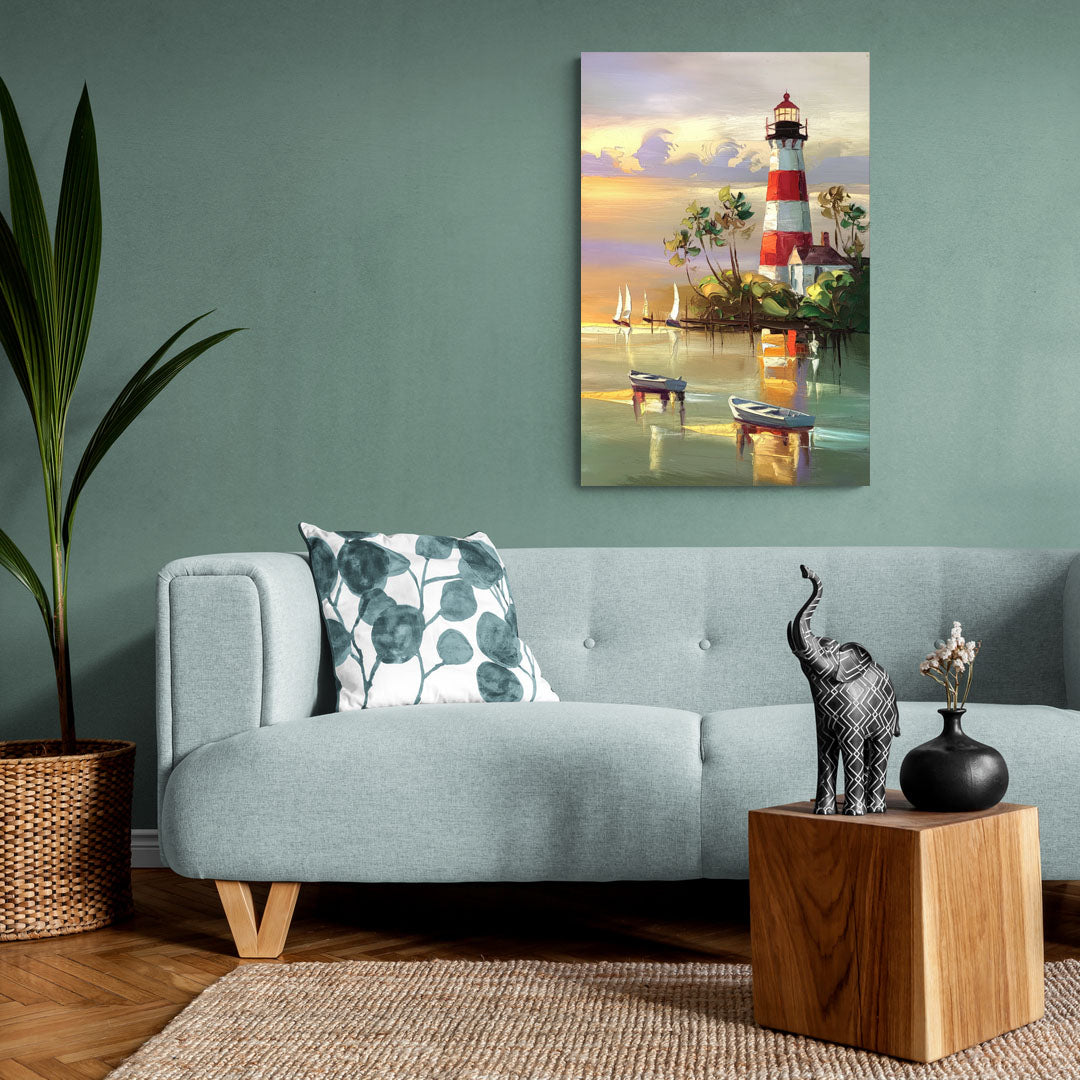 Hilton Head Island Coastal Lighthouse Nautical - Canvas Wall Art Living Room