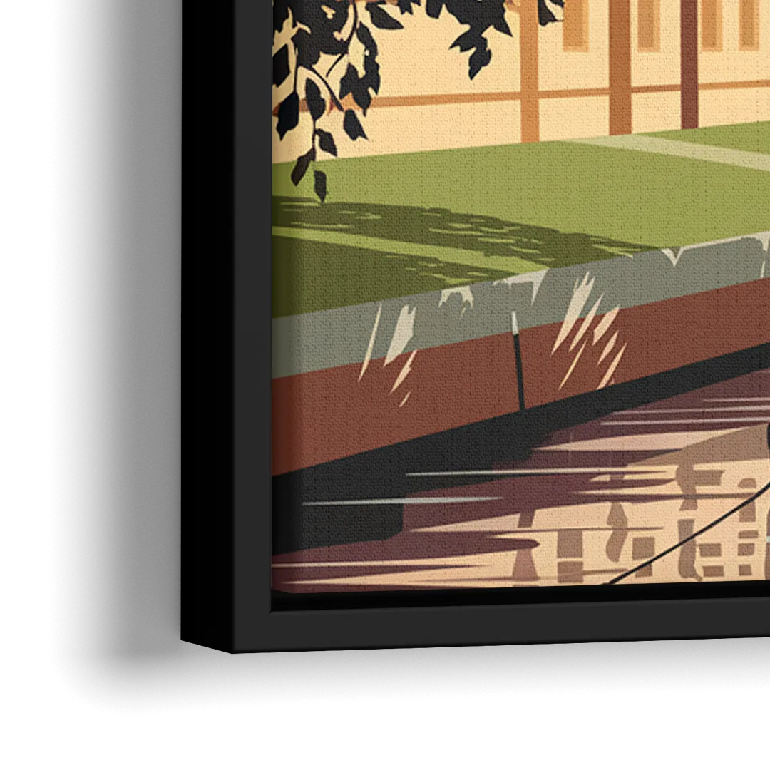 Oxford River Thames View - Close-Up Black Frame Canvas