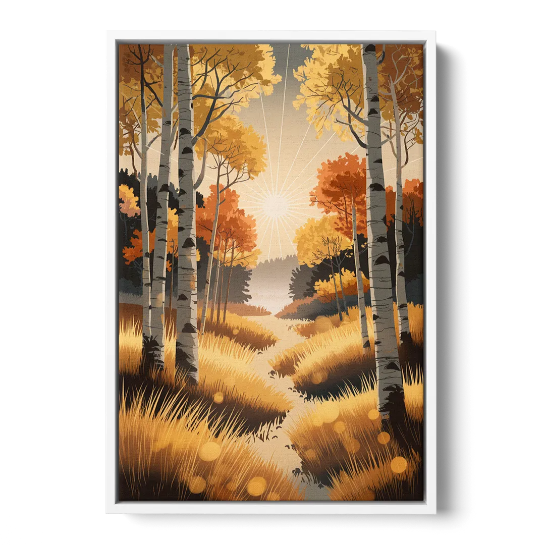 Aspen Sunrise Glow - White Frame Canvas