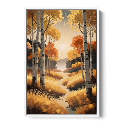 Aspen Sunrise Glow - White Frame Canvas