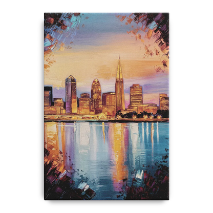 Cleveland Skyline Reflection - Canvas Wall Art