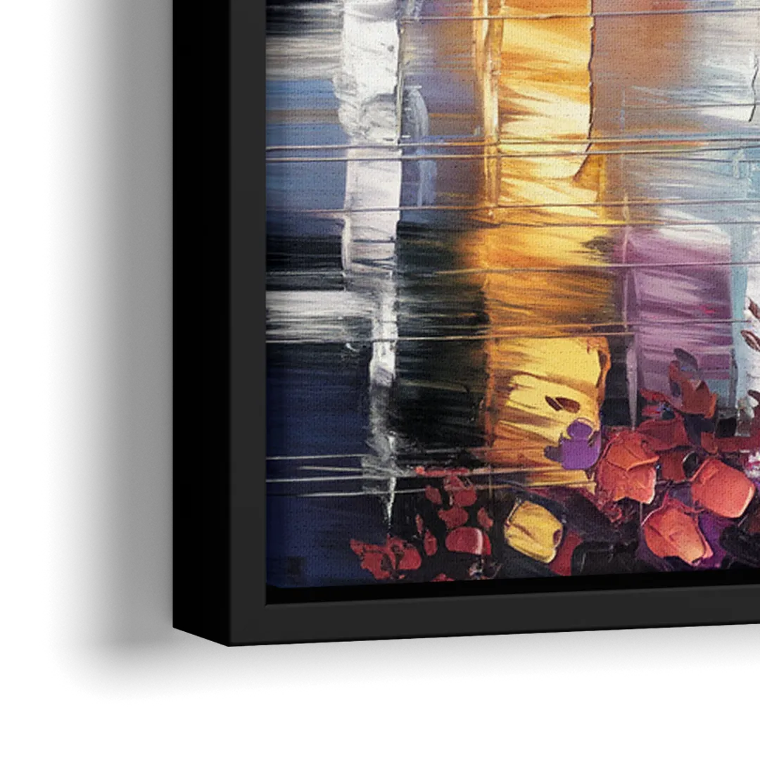 Minneapolis Vibrant City Lights - Close-Up Black Frame Canvas