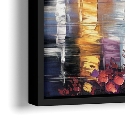 Minneapolis Vibrant City Lights - Close-Up Black Frame Canvas