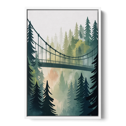 Capilano Suspension Bridge - White Frame Canvas