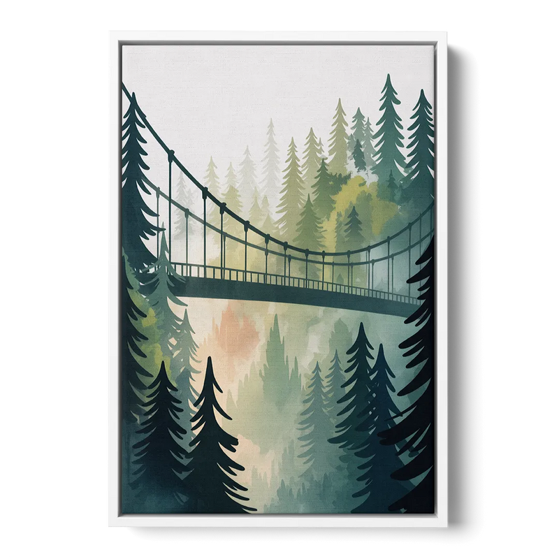 Capilano Suspension Bridge - White Frame Canvas