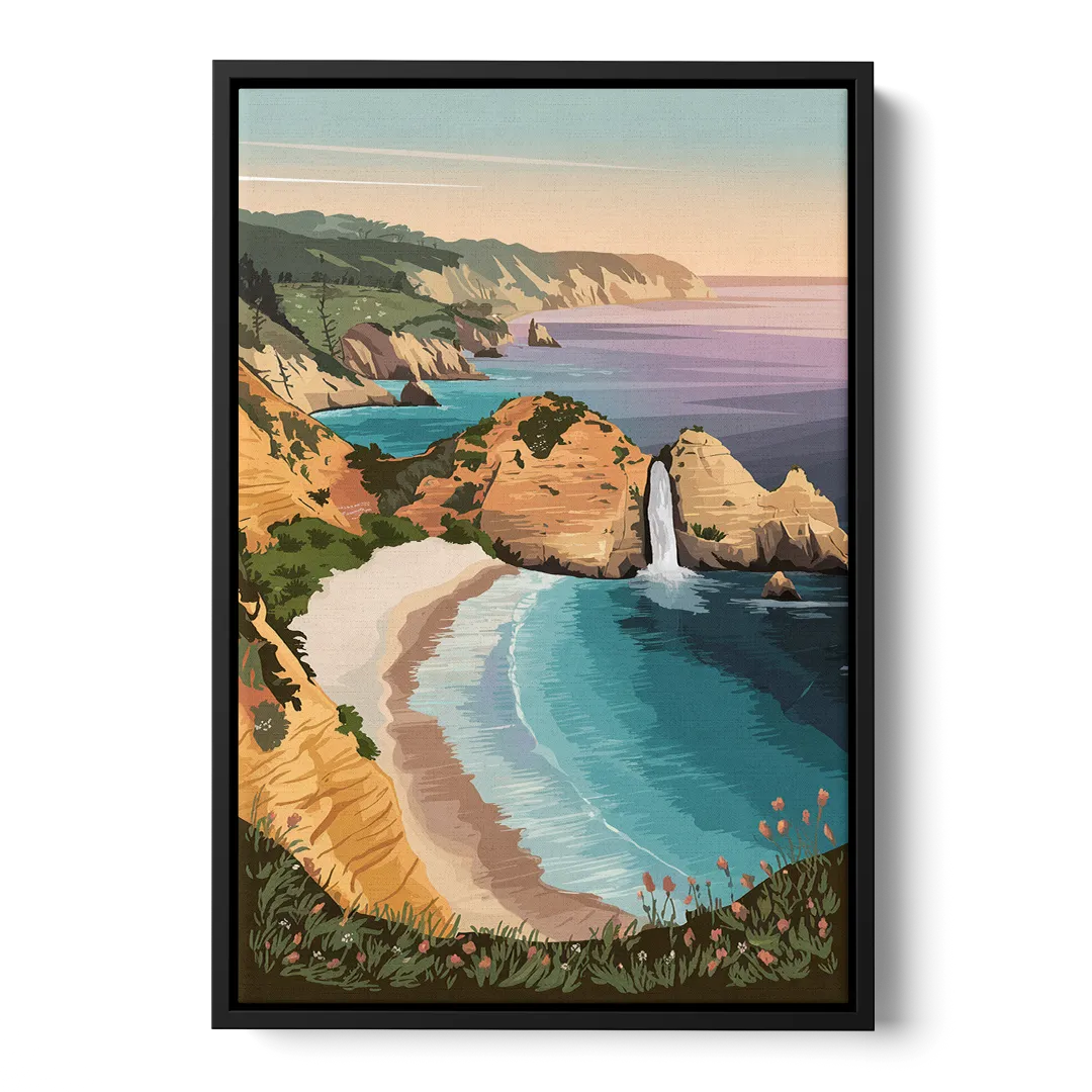 Big Sur Serene Landscape - Black Frame Canvas