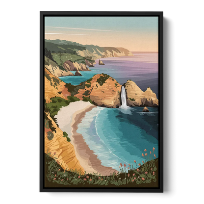 Big Sur Serene Landscape - Black Frame Canvas