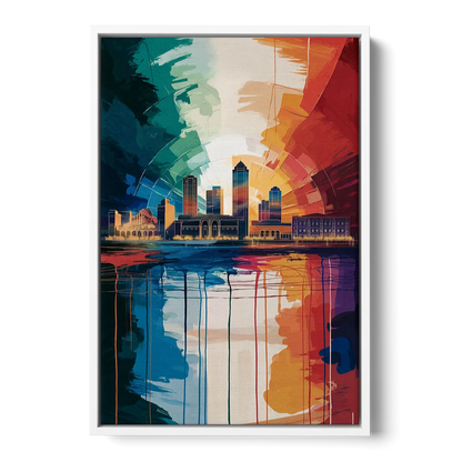 Buffalo Skyline Panorama - White Frame Canvas