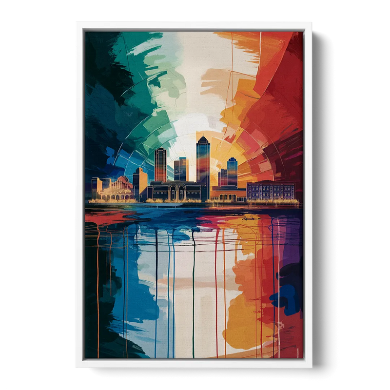 Buffalo Skyline Panorama - White Frame Canvas