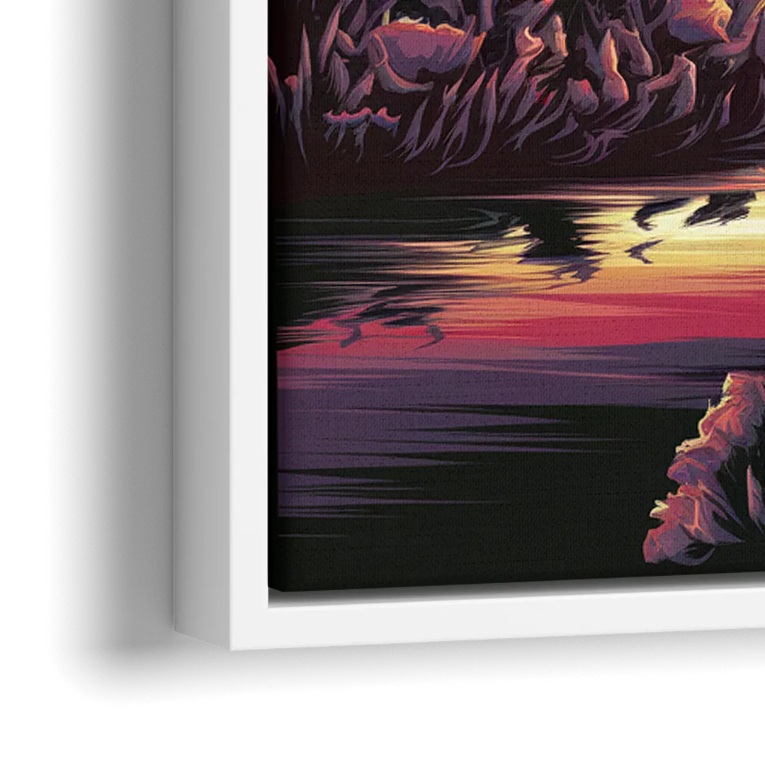 Austin Skyline Sunset - Close-Up White Frame Canvas