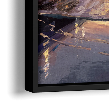 Long Beach Pier at Sunset - Close-Up Black Frame Canvas