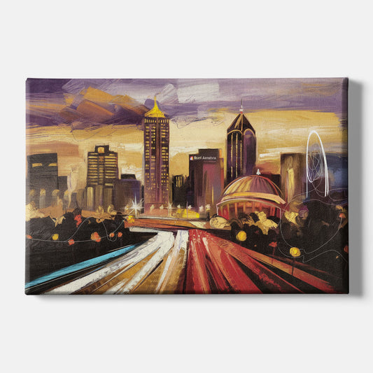 Atlanta Skyline With Georgia Dome - Canvas Wall Art