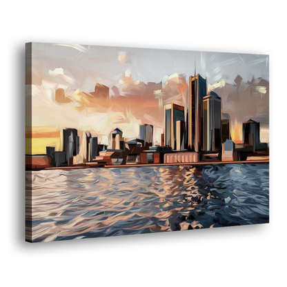 Detroit Cityscape Photography - Canvas Print Art Sides