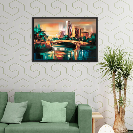 Austin Lamar Boulevard Magic - Living Room Black Frame Canvas