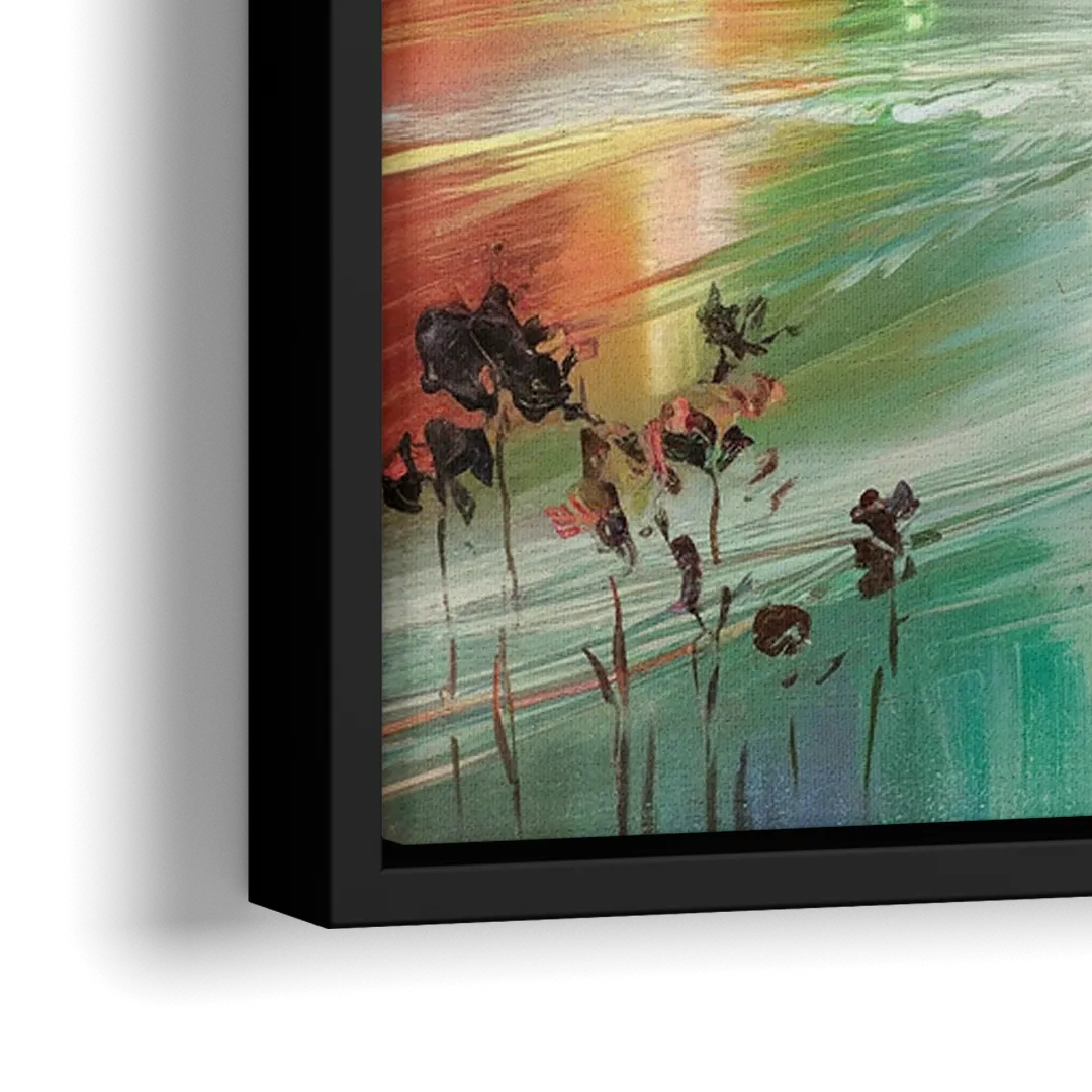 Tampa Skyline at Sunset - Close-Up Black Frame Canvas