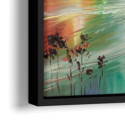 Tampa Skyline at Sunset - Close-Up Black Frame Canvas