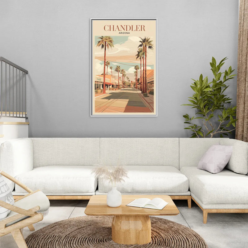 Chandler Downtown Streets - Living Room White Frame Canvas