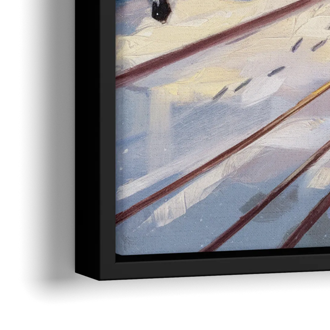 Salt Lake City Winter Scene - Close-Up Black Frame Canvas