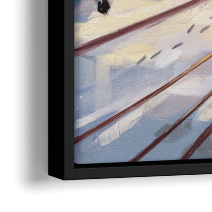 Salt Lake City Winter Scene - Close-Up Black Frame Canvas