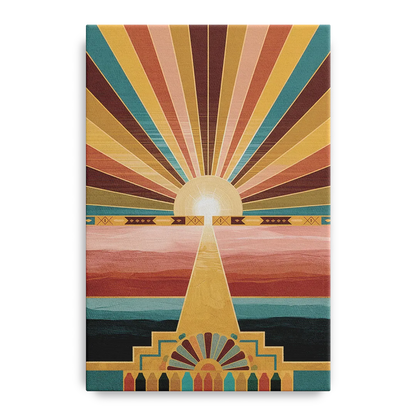 Santa Fe Sunburst Design - Canvas Wall Art