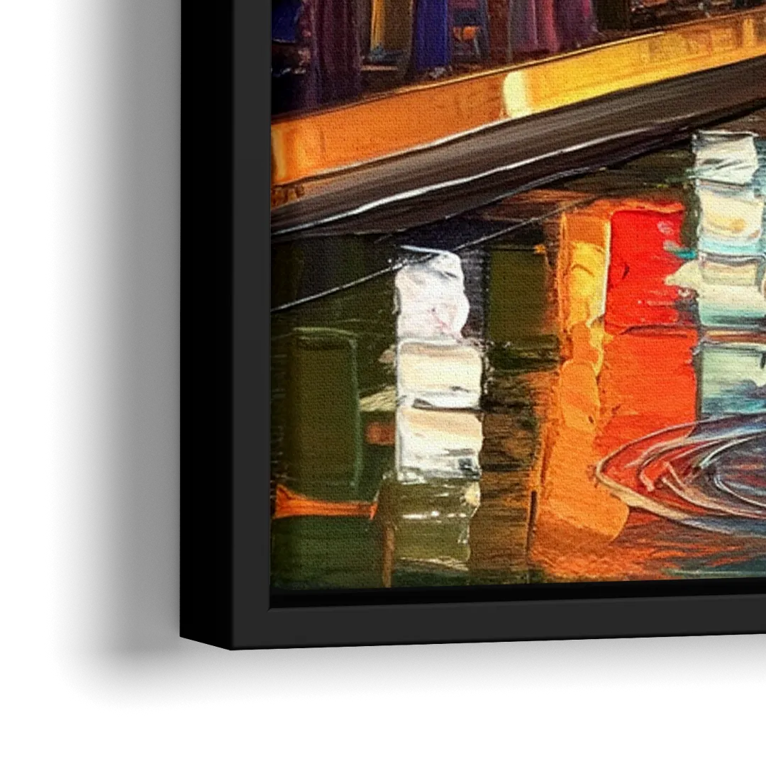 San Antonio Riverwalk Charm - Close-Up Black Frame Canvas
