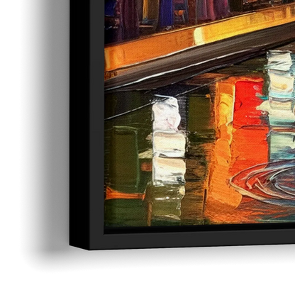 San Antonio Riverwalk Charm - Close-Up Black Frame Canvas
