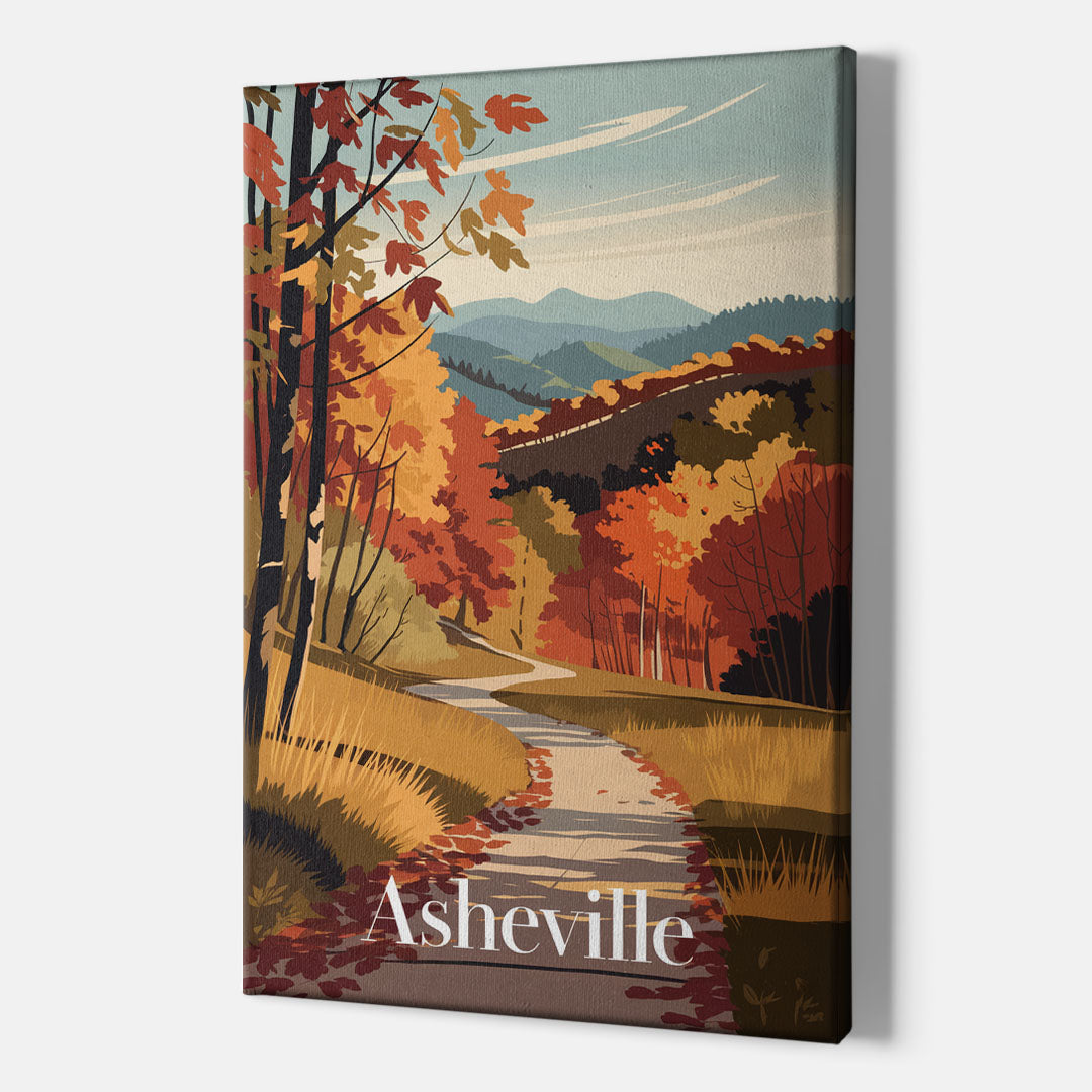 Asheville Fall Foliage Scene - Canvas Wall Art Indoor