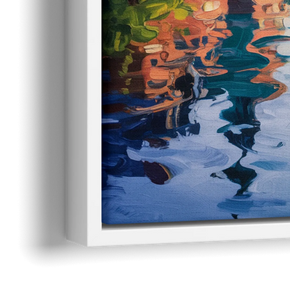 Rideau Canal Reflections - Close-Up White Frame Canvas
