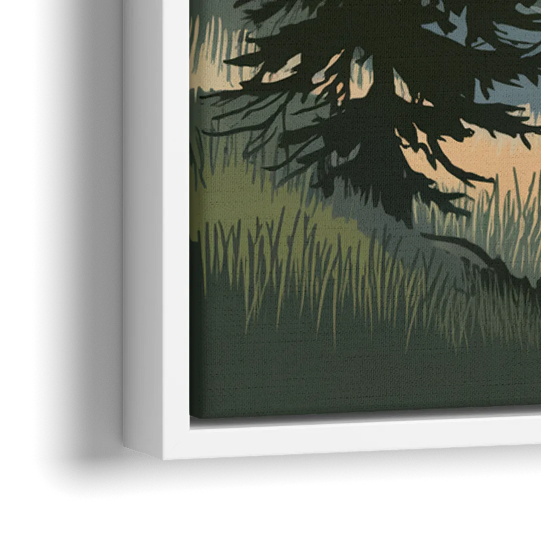 Sitka Evergreen Landscape - Close-Up White Frame Canvas