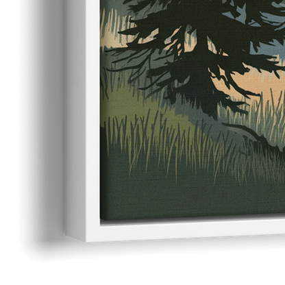 Sitka Evergreen Landscape - Close-Up White Frame Canvas