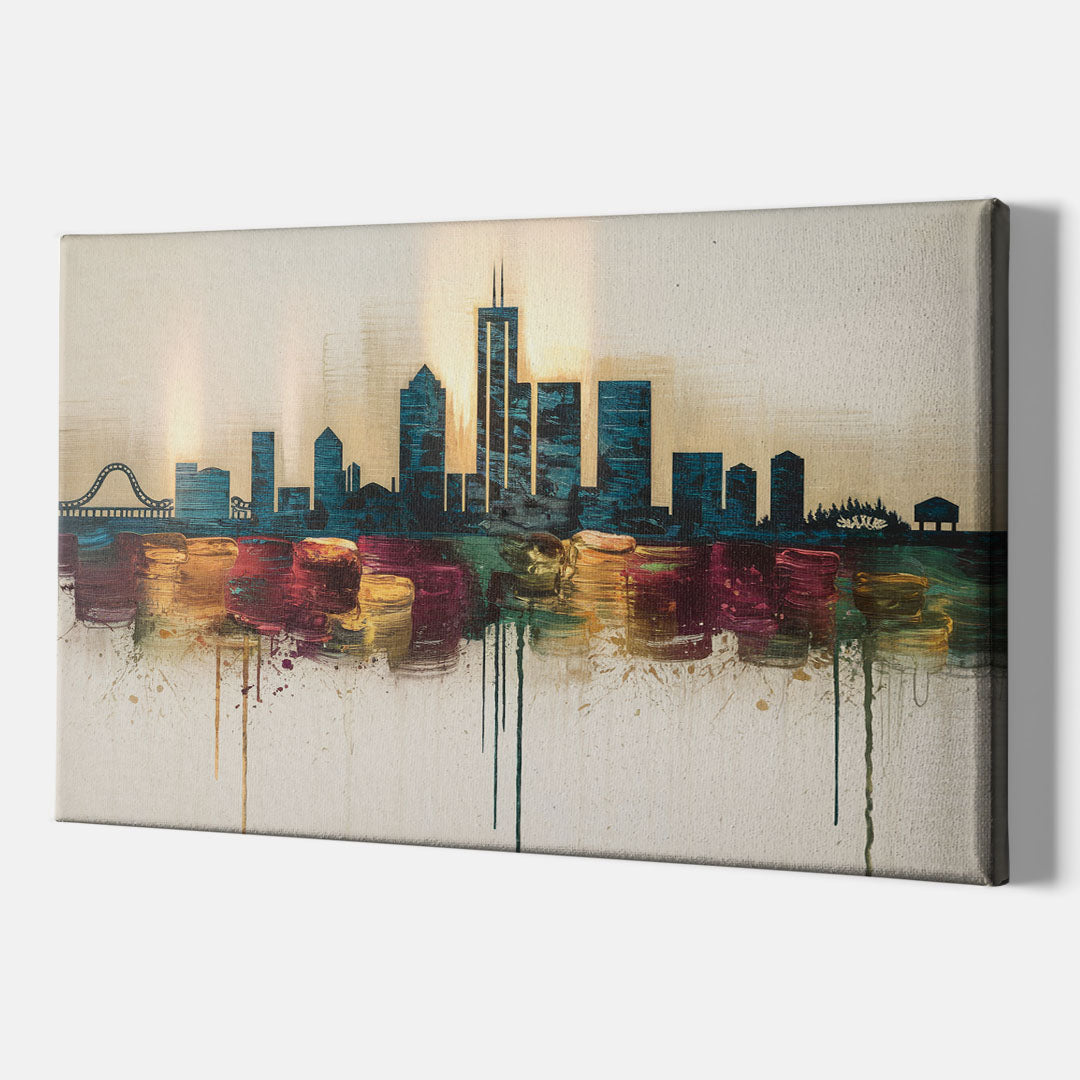 Detroit Skyline Silhouette - Canvas Wall Art Indoor