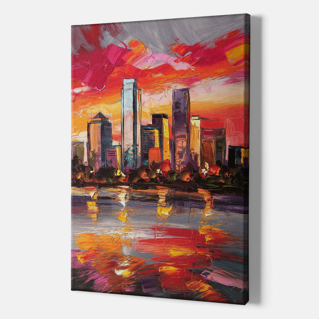 Plano Skyline Sunset - Canvas Wall Art Indoor