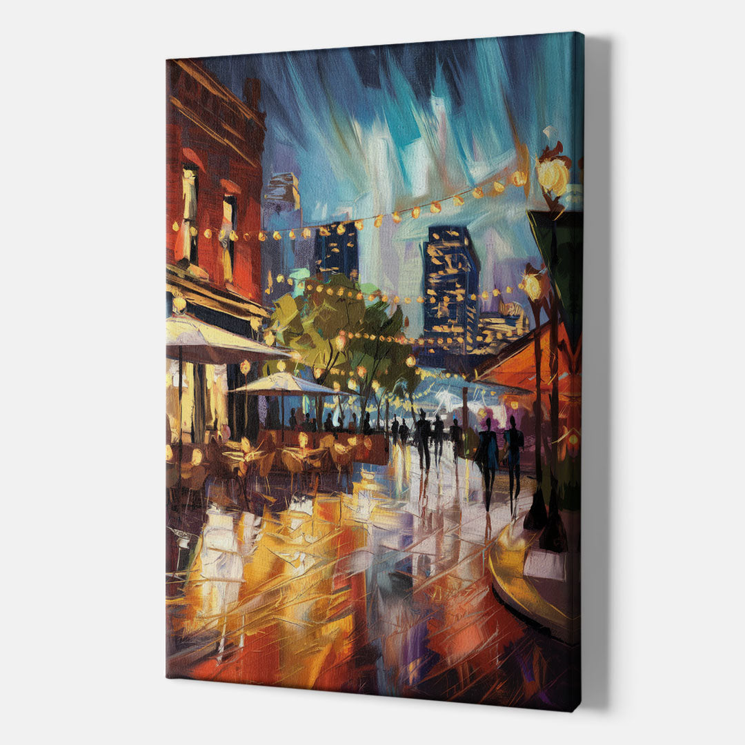 Fort Worth Sundance Square Lights - Canvas Wall Art Indoor