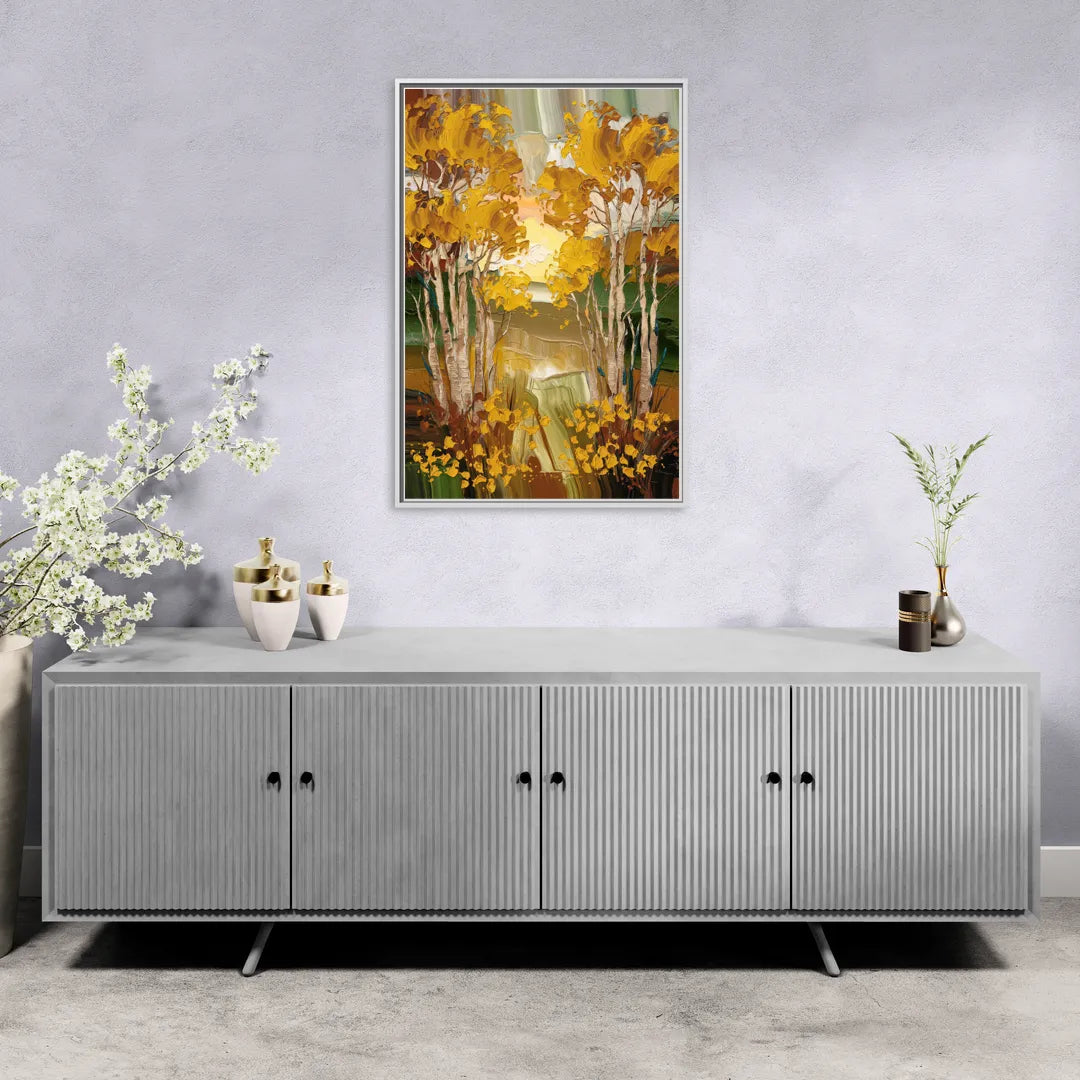 Aspen Golden Trees - Living Room White Frame Canvas