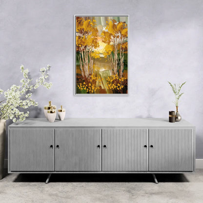 Aspen Golden Trees - Living Room White Frame Canvas