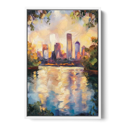 Boston Charles River Reflections - White Frame Canvas