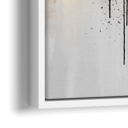 New York City Skyline Black Ink Style Minimalist - Close-Up White Frame Canvas