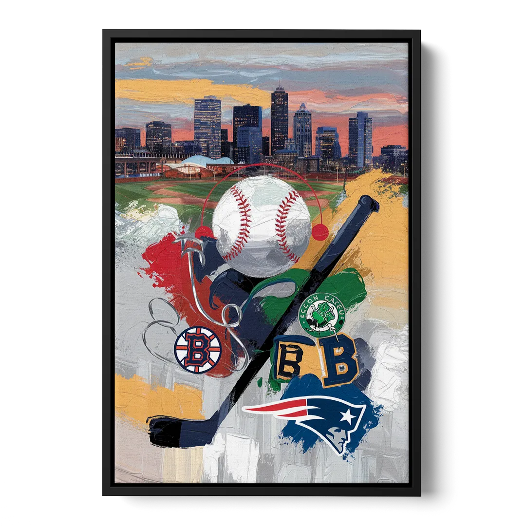 Boston Sports Teams Tribute - Black Frame Canvas