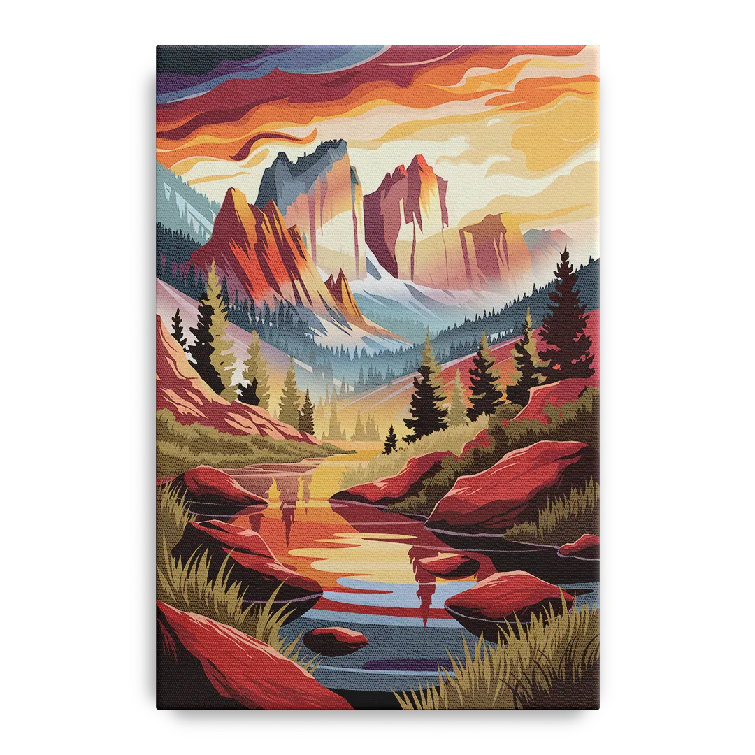 Colorado Springs Sunrise Over Peaks - Canvas Wall Art