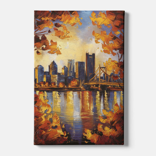 Pittsburgh Skyline in Autumn - Canvas Wall Art