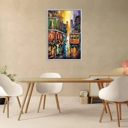 New Orleans Symbols of Culture - Living Room White Frame Canvas