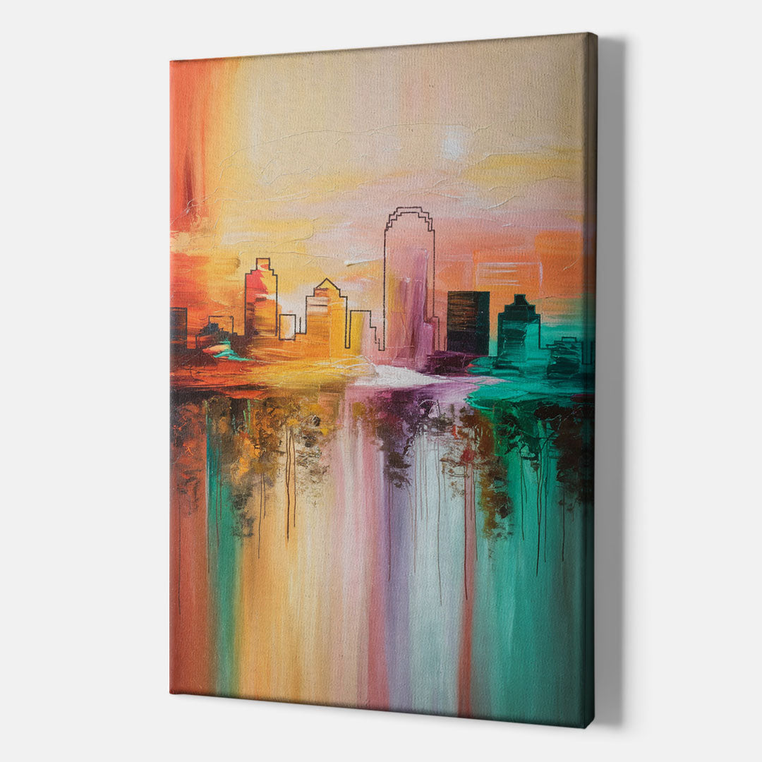 Tulsa Skyline Sunset - Canvas Wall Art Indoor