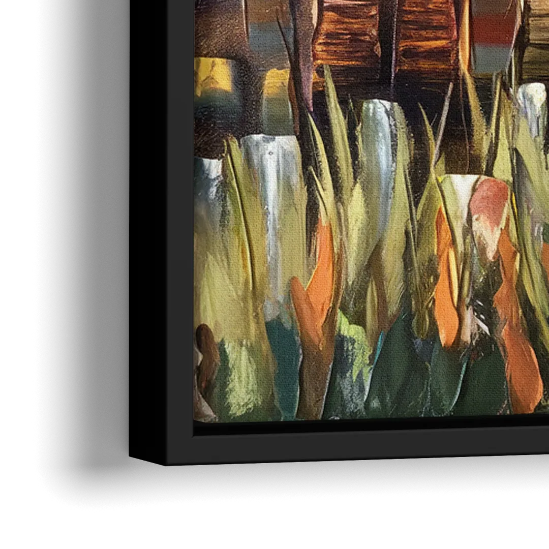 Grand Rapids Seasonal Foliage - Close-Up Black Frame Canvas