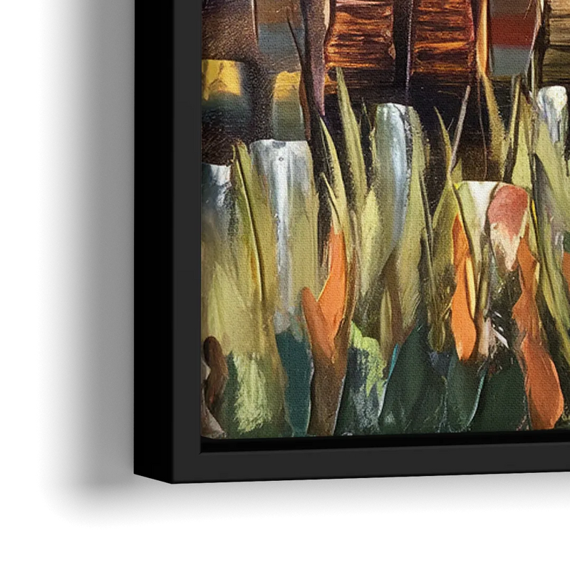 Grand Rapids Seasonal Foliage - Close-Up Black Frame Canvas