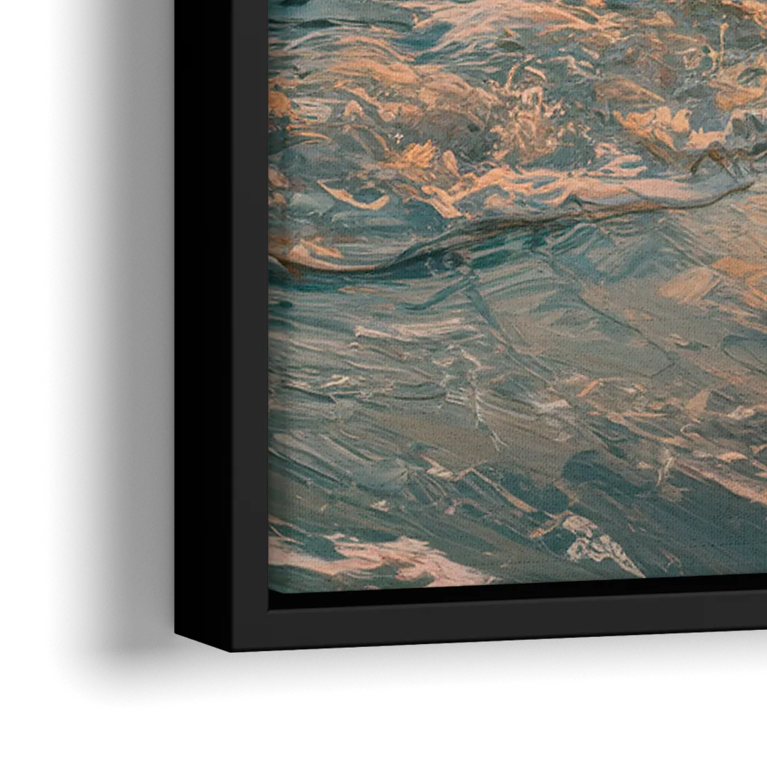 Seaside Golden Hour - Close-Up Black Frame Canvas