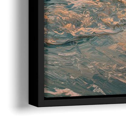 Seaside Golden Hour - Close-Up Black Frame Canvas