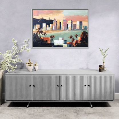 San Jose Downtown Skyline - Living Room White Frame Canvas