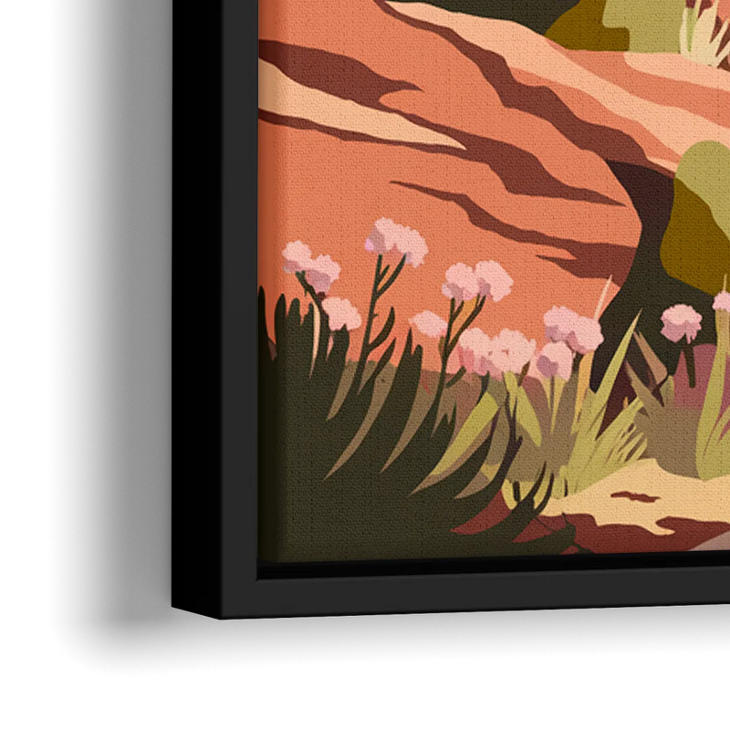 Sedona Canyon Trail Serenity - Close-Up Black Frame Canvas
